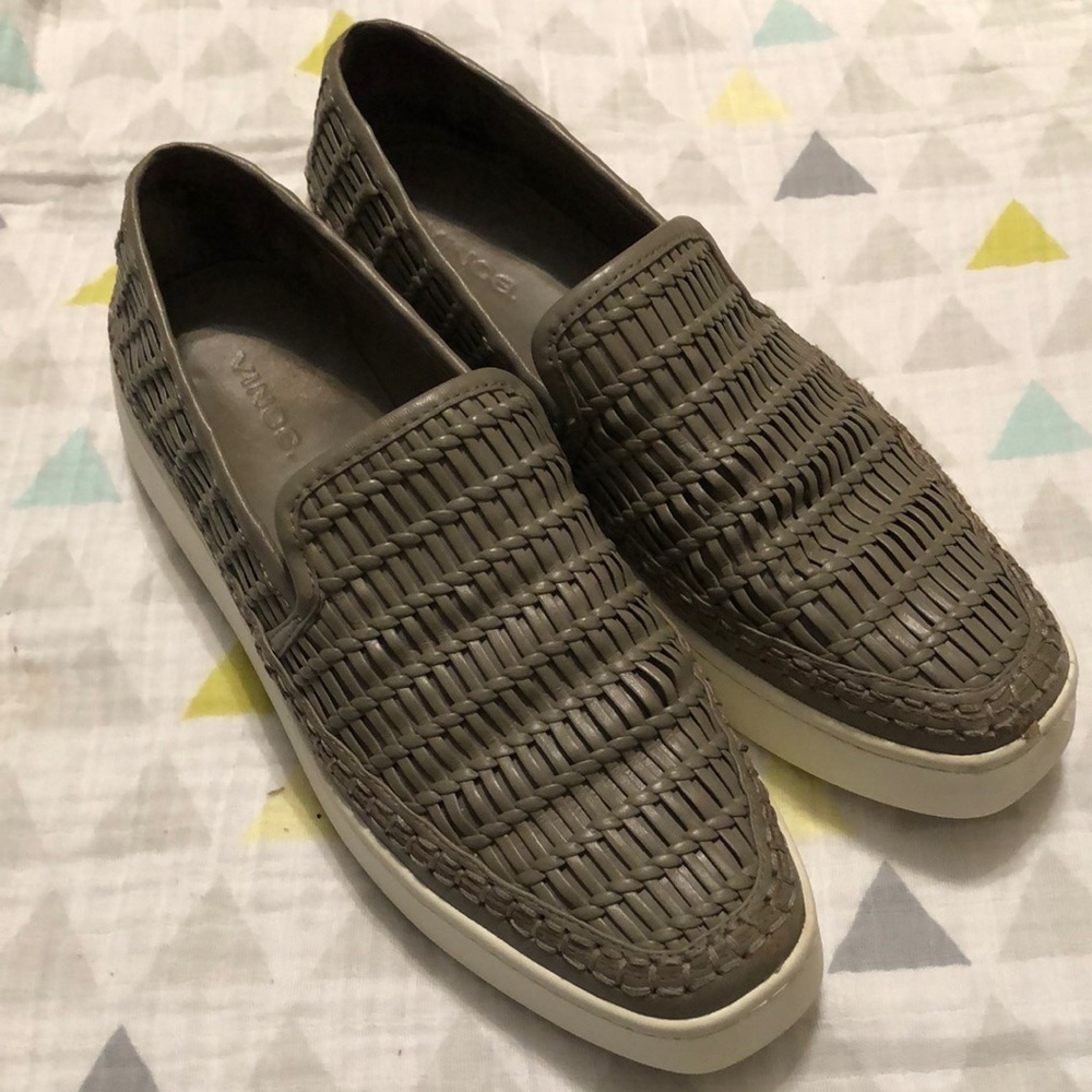 [VINCE] Stafford Womens Woven Leather Slip On Shoes